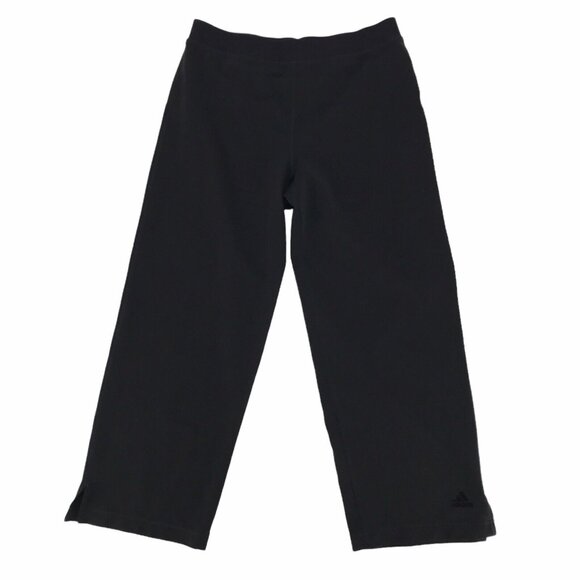Adidas Womens Cropped Black Pull On Straight Leg Athletic Pants Size Medium - Picture 1 of 6